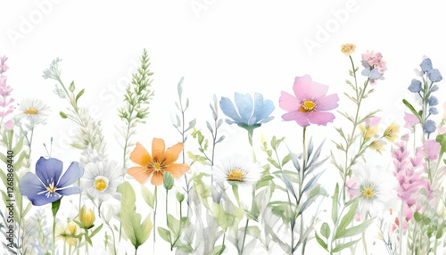 Wallpaper Mural Watercolor floral pattern Torontodigital.ca