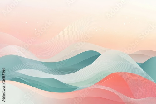 Abstract illustration featuring stylized waves in pastel colors