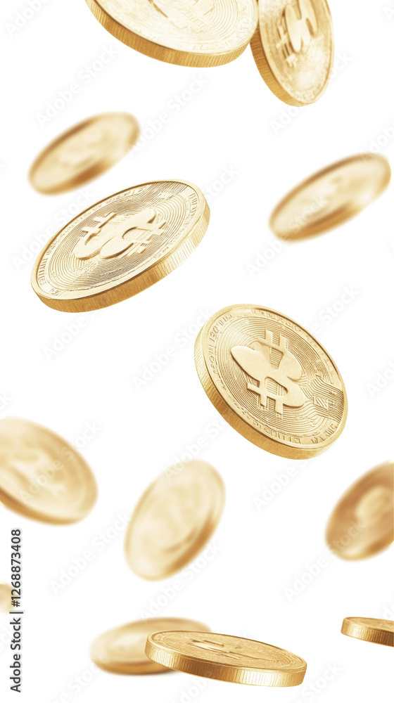 Isolated Falling Golden Coins