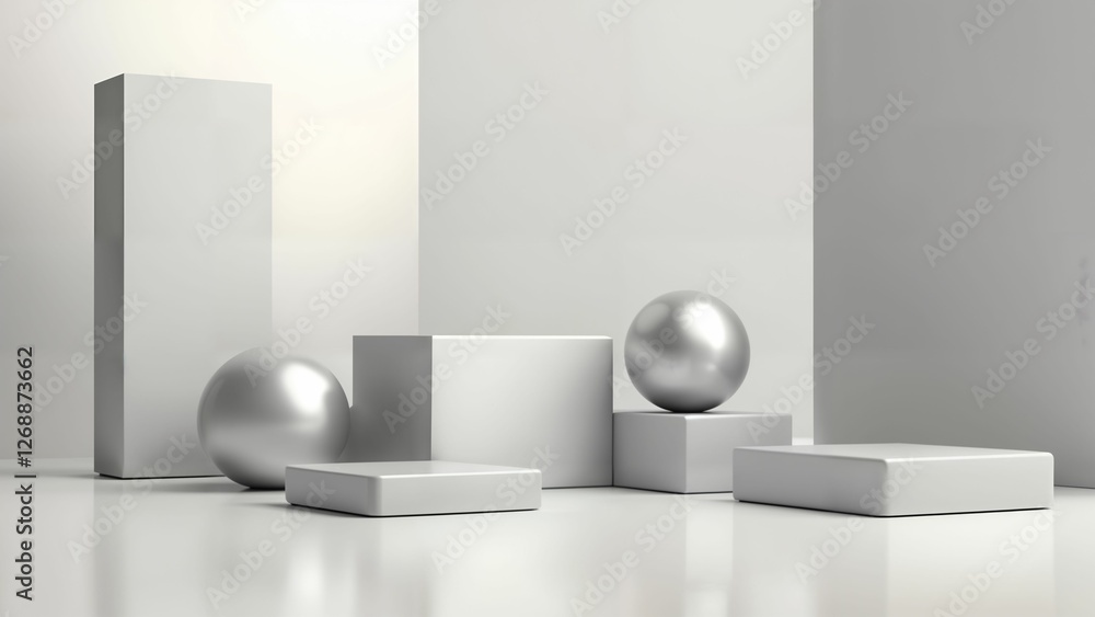 Minimalist Geometric Design in Silver Minimalist Geometric Design in Silver