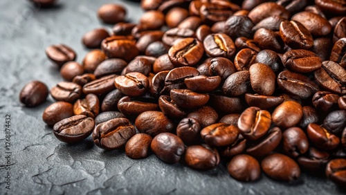 Wallpaper Mural Dark Roast Coffee Beans Minimalist Still Life - Neutral Gray Background Torontodigital.ca