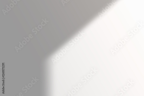 Shadow of the window on a gray background. Horizontal orientation, 3D rendering, overlay effect for photo