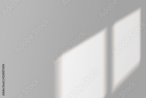 Shadow of the window on a gray background. Horizontal orientation, 3D rendering, overlay effect for photo