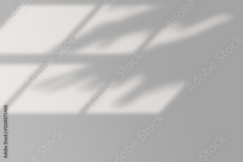 Shadow of the window on a gray background. Horizontal orientation, 3D rendering, overlay effect for photo