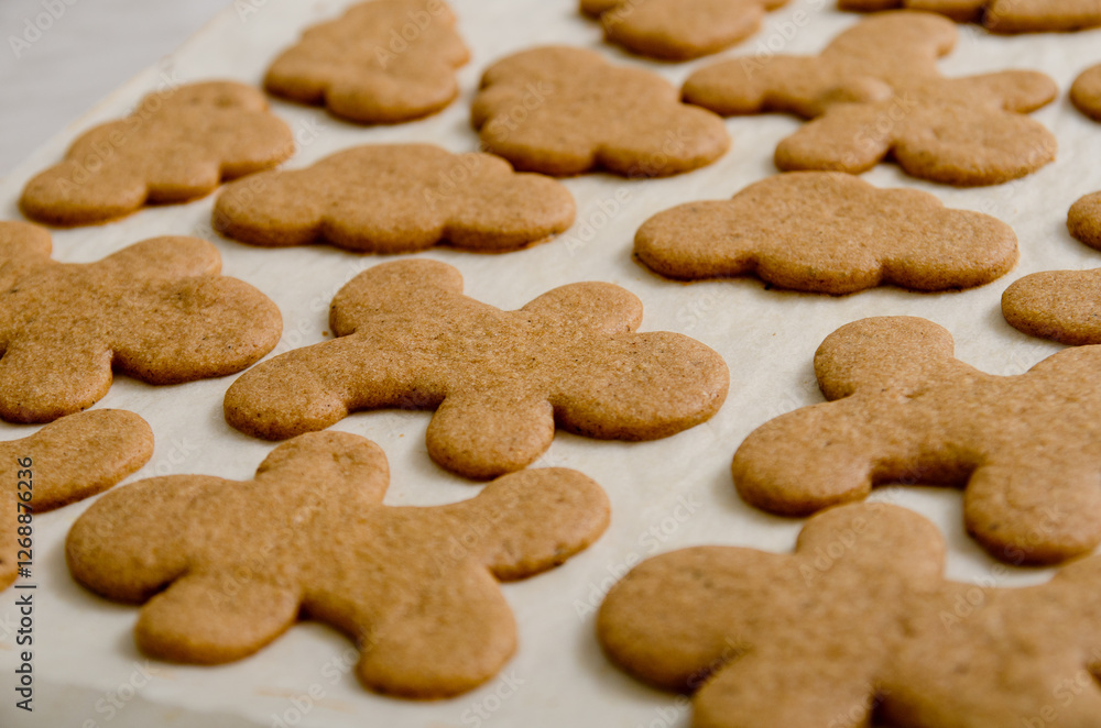 Thin gingerbread cookies on the New Year's table Thin gingerbread cookies on the New Year's table