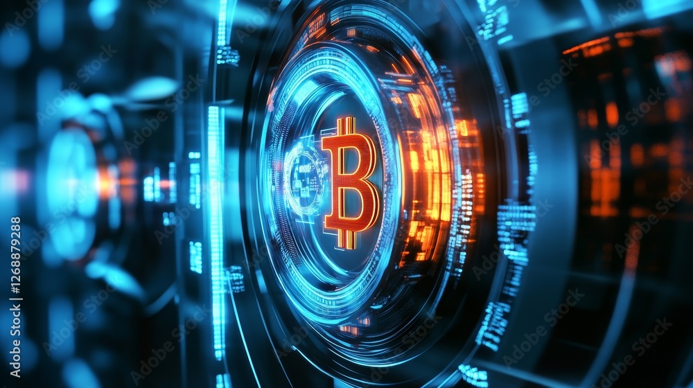 Digital vault showcasing holographic currency symbols, futuristic design, vibrant colors, secure storage concept, innovative technology representation. Digital vault showcasing holographic currency symbols, futuristic design, vibrant colors, secure storage concept, innovative technology representation.