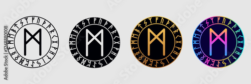 Scandinavian rune Mannaz in different design variations.