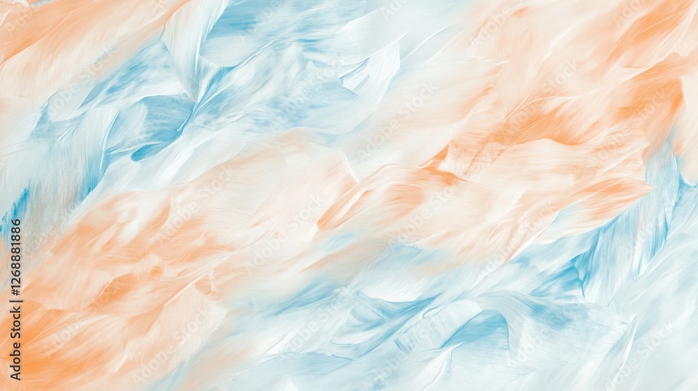 Obraz premium Soft pencil strokes create flowing brushstrokes in light hues of blue and orange, conveying a sense of tranquility and movement