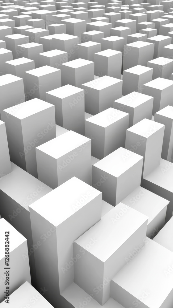Obraz premium Abstract white cubes create chaotic pattern