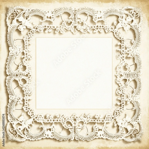 Delicate vintage lace border framing offering elegant details for presentations and creative projects