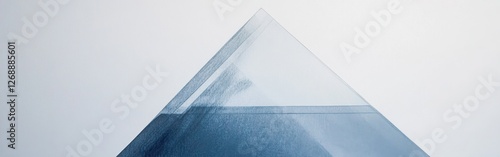 Abstract triangular shape on clean white canvas showcasing delicate layers of color and light