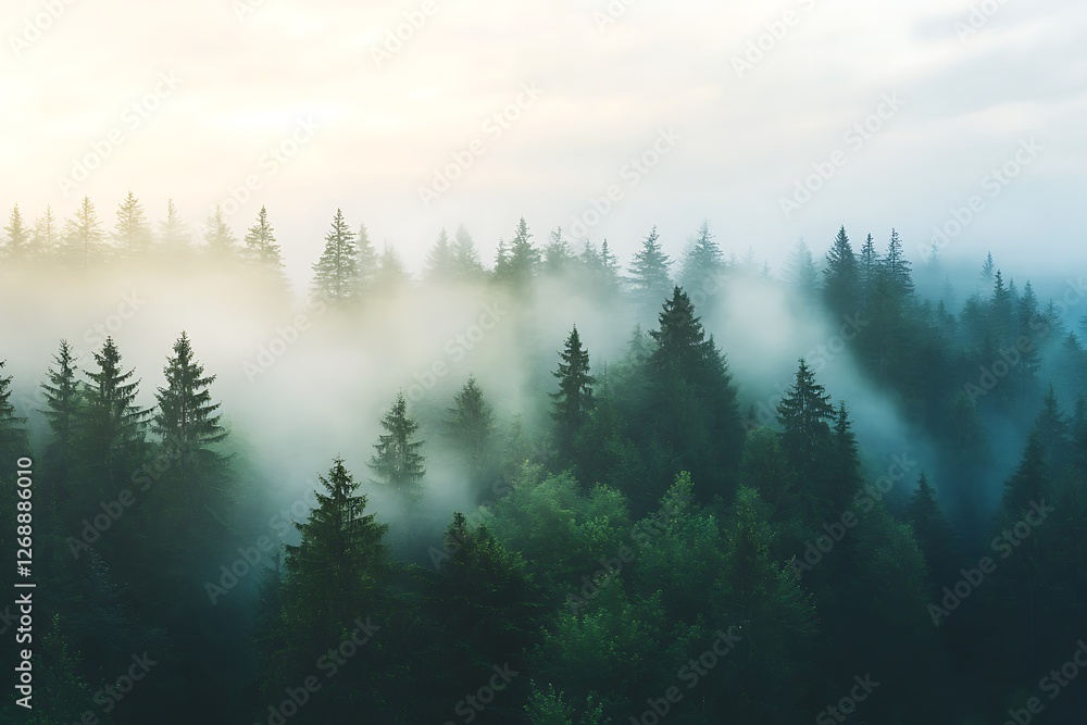 Misty Forest Landscape at Dawn Misty Forest Landscape at Dawn
