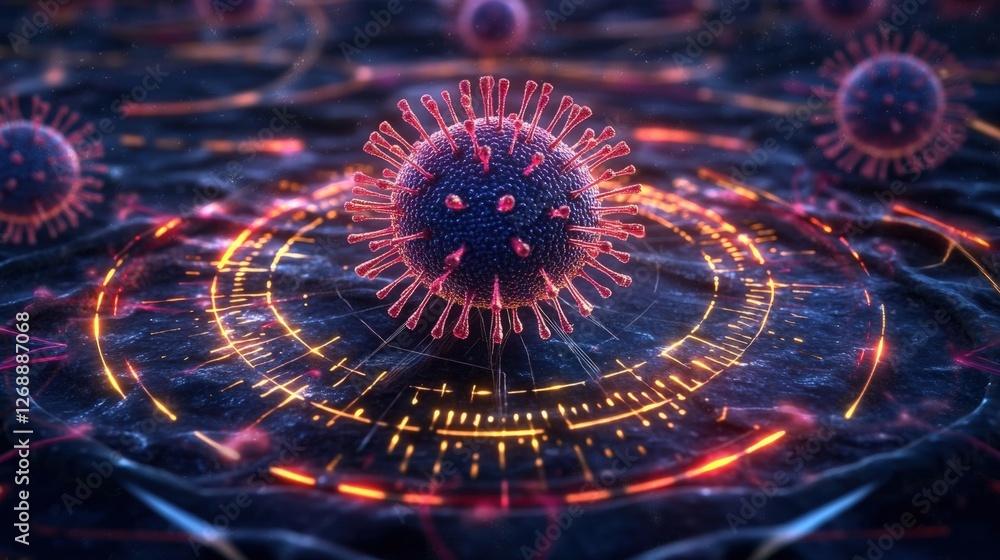 Obraz premium Schematic illustration of poxvirus structure and characteristics on a clean background for scientific use