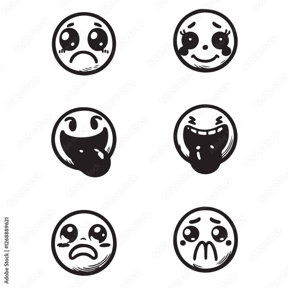 Cartoon Mouth Silhouette Set – Happy, Sad, and Funny Expressions Doodle Icons Cartoon Mouth Silhouette Set – Happy, Sad, and Funny Expressions Doodle Icons