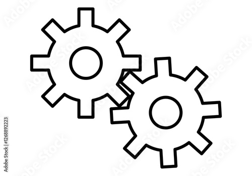 Icono negro de rueda de engranaje en fondo blanco