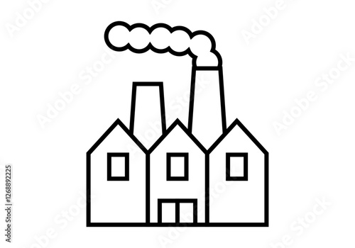 Icono negro de fábrica industrial con chimenea