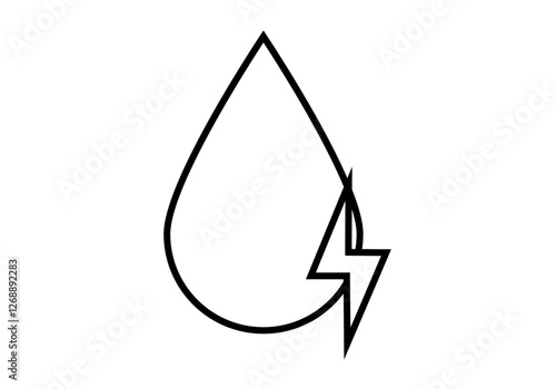 Icono negro de gota de agua con rayo de energía hidroeléctrica 