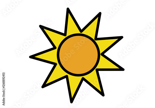 Icono de sol de verano con trazo negro