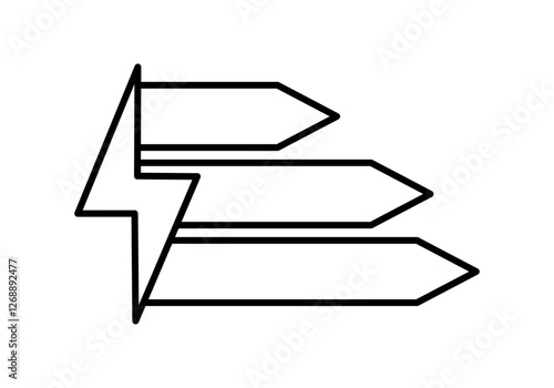 Icono negro de gráfica con rayo de valoración energética