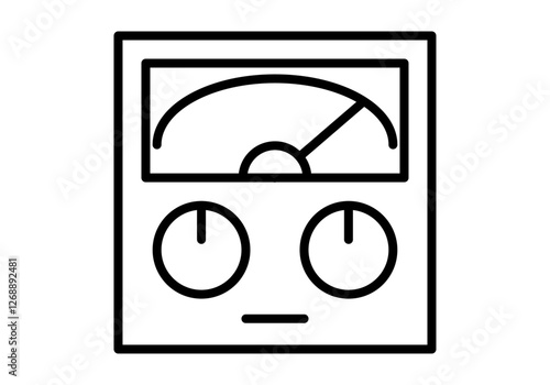 Icono negro de medidor de voltímetro en fondo blanco