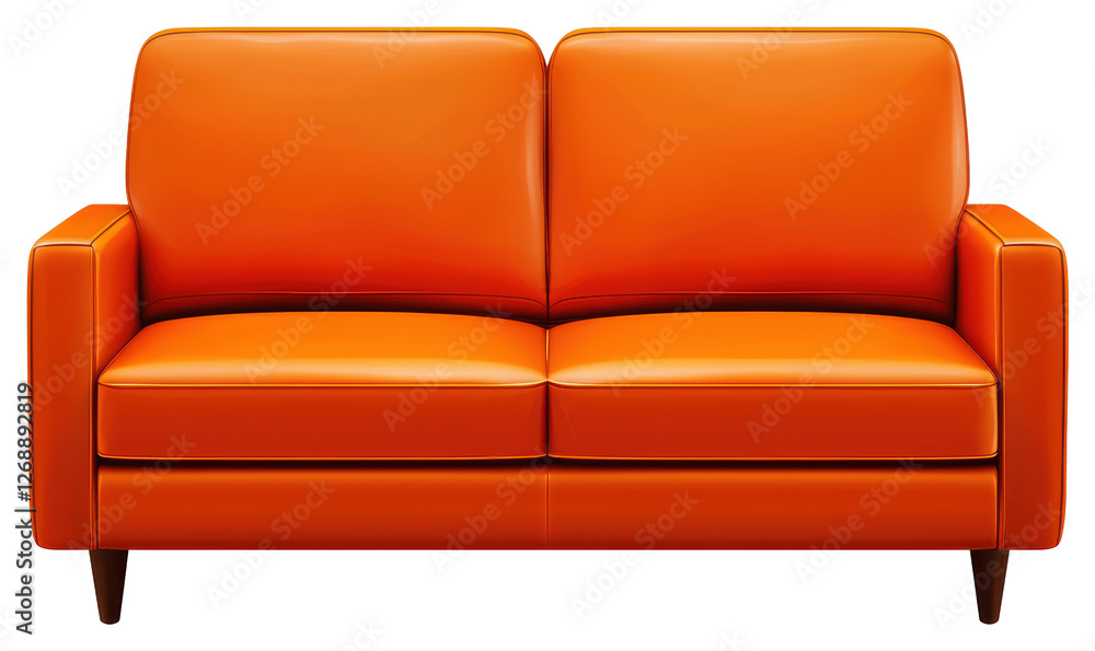 Vibrant Orange Two Seater Couch with Cushions on Transparent Background Furniture Vibrant Orange Two Seater Couch with Cushions on Transparent Background Furniture