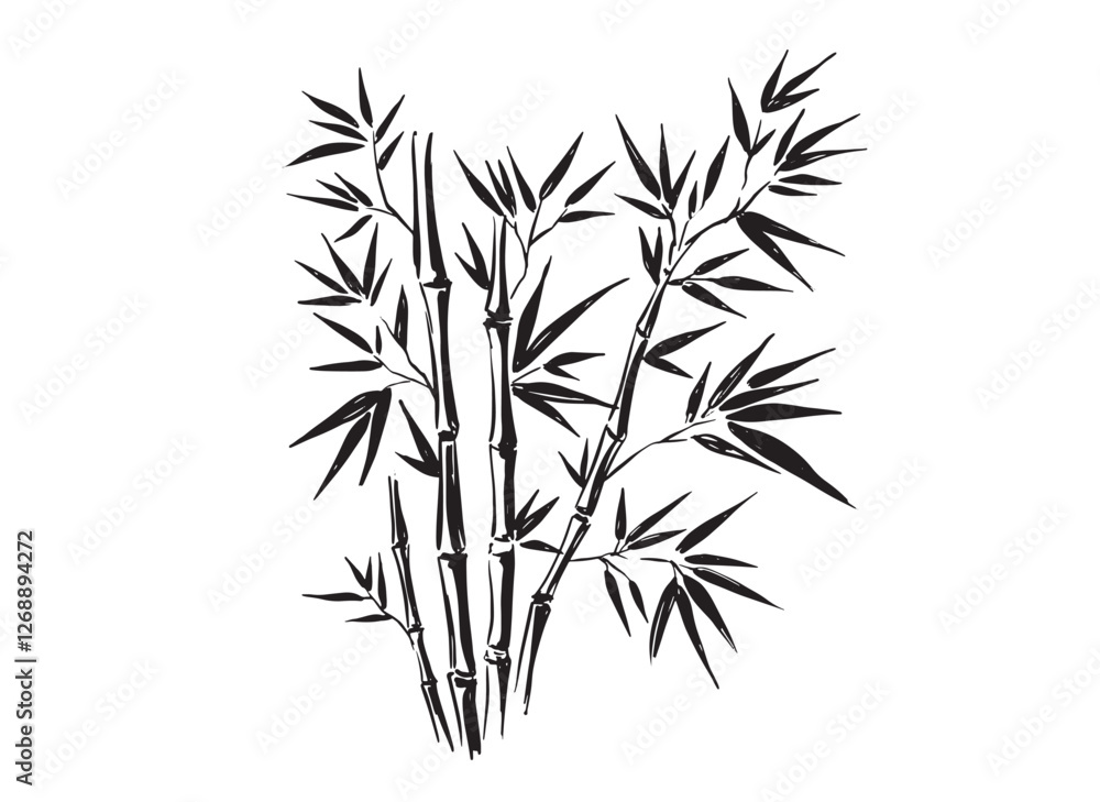 Fototapeta premium Bamboo tree, Hand drawn style. 