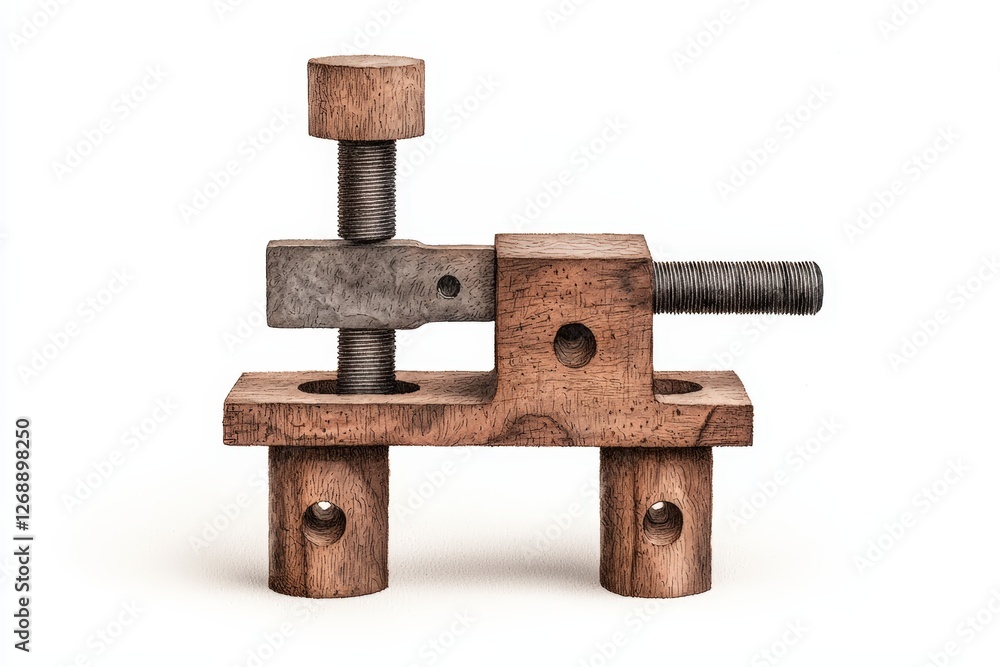 A unique wooden toy model featuring a compact design with metal elements, perfect for artistic and educational purposes. A unique wooden toy model featuring a compact design with metal elements, perfect for artistic and educational purposes.
