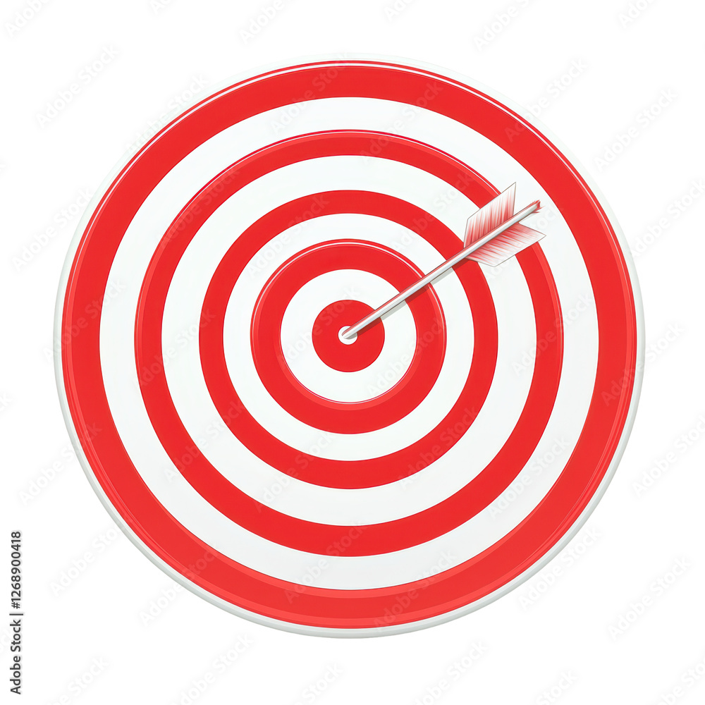 Isolated Classic Red and White Archery Target with Piercing Arrow Isolated Classic Red and White Archery Target with Piercing Arrow