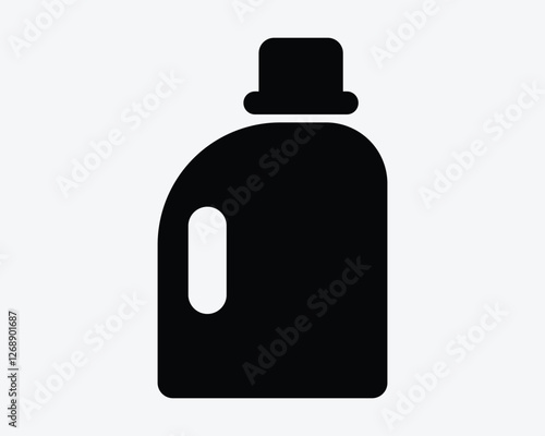 Laundry Detergent Bottle Soap Cleaning Supply Clean Wash Clothing Container Shape Black White Icon Sign Symbol Graphic Illustration Vector