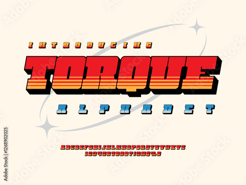 Retro style alphabet design with uppercase, number and symbols