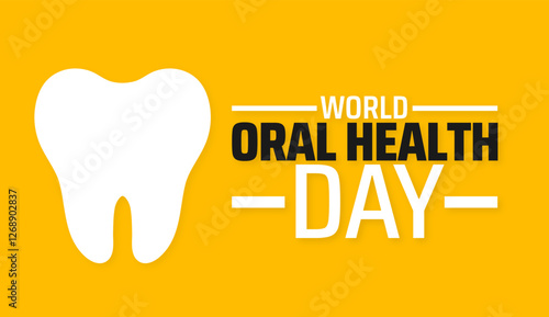 World Oral Health Day tooth background banner or poster design template. observed every year in March. Holiday concept. Use to any Template, card, poster, placard, template.