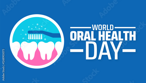 World Oral Health Day tooth background banner or poster design template. observed every year in March. Holiday concept. Use to any Template, card, poster, placard, template.