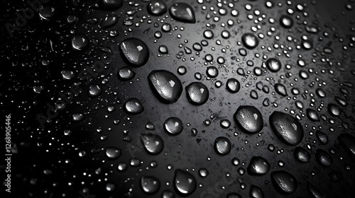 Wallpaper Mural Captivating abstract image of water droplets cascading and beading on a sleek dark reflective surface creating a mesmerizing and ethereal visual texture Torontodigital.ca
