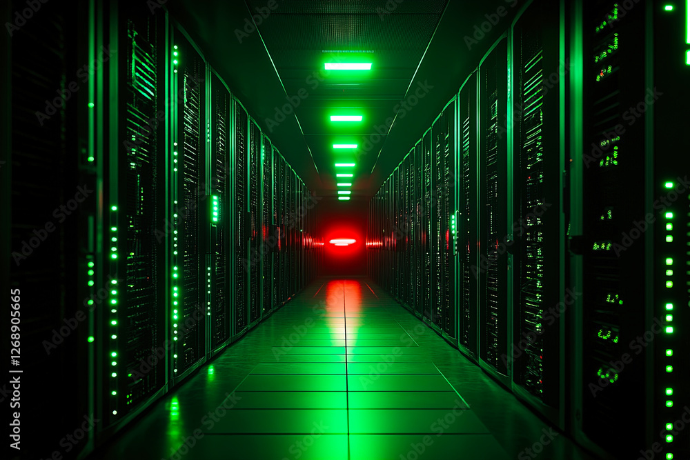 Fototapeta premium Futuristic Data Center with Server Racks