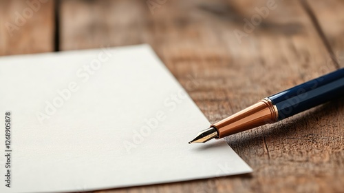 Wallpaper Mural Elegant Fountain Pen Resting on Blank Paper on Wooden Desk Surface Torontodigital.ca