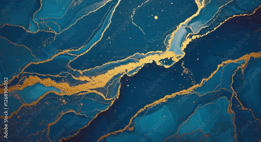 An abstract marble texture in rich blue and gold with flowing veins and intricate patterns An abstract marble texture in rich blue and gold with flowing veins and intricate patterns