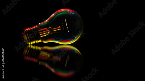 Bunt illuminierte liegende leuchtende Glühlampe 