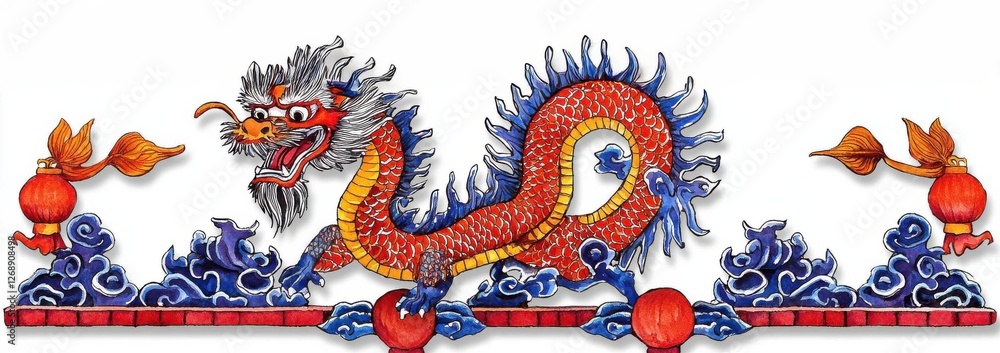 Fototapeta premium Vibrant dragon symbolizing power and wisdom in Chinese culture.