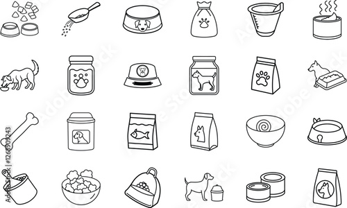 Dog Food Icons Bowls, Cans, Bags, Treats, and More