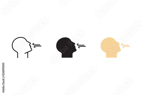 Breathing icon set. Breath difficulties sign. Respiration problems symbol. vector illustration on white background
