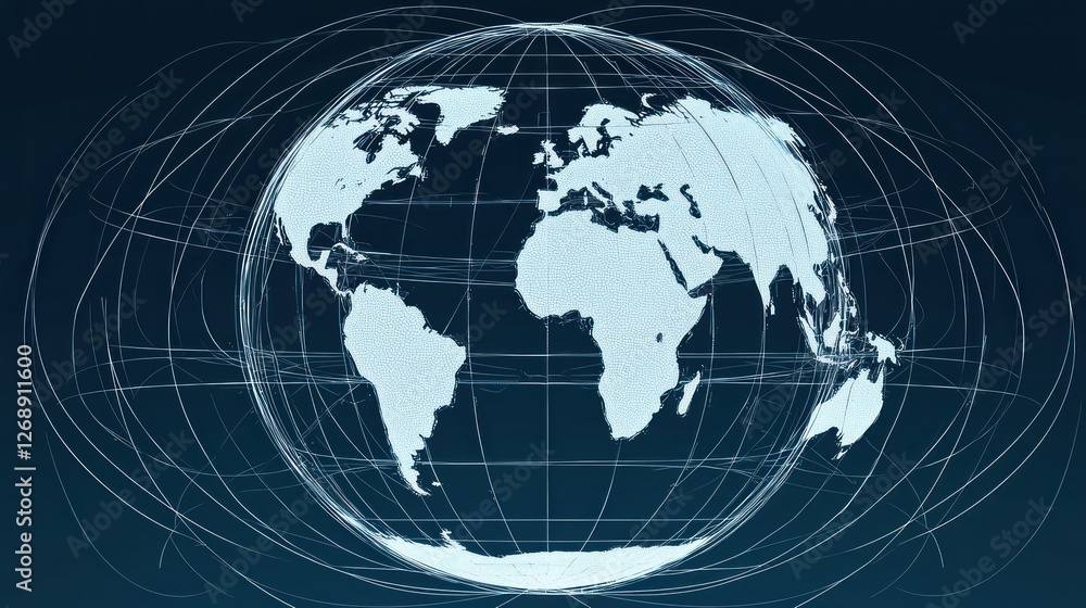 Global network, digital earth, interconnected world, futuristic illustration, abstract design Global network, digital earth, interconnected world, futuristic illustration, abstract design