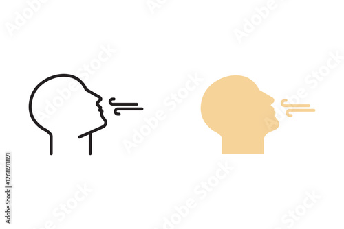 Breathing icon set. Breath difficulties sign. Respiration problems symbol. vector illustration on white background
