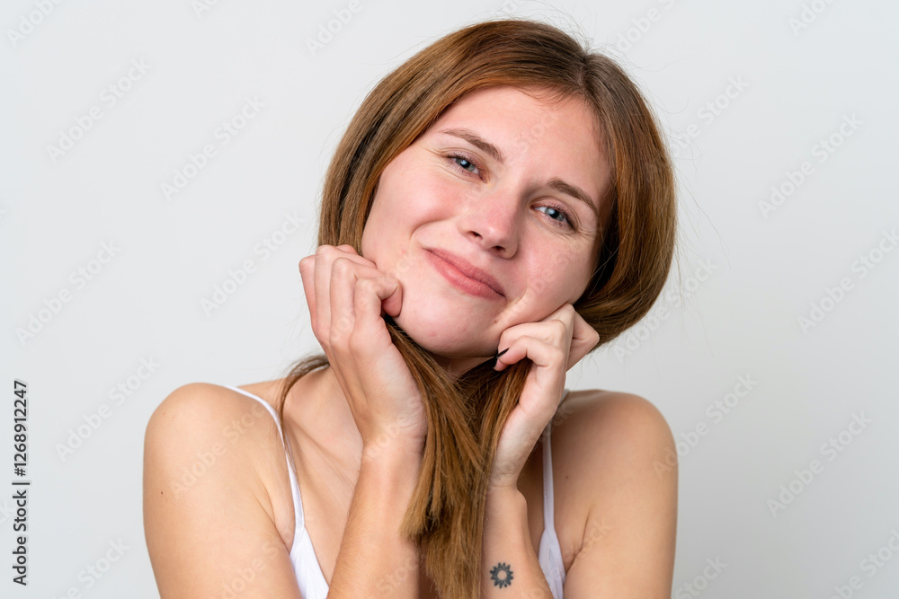 Young English woman with happy expression. Close up portrait Young English woman with happy expression. Close up portrait