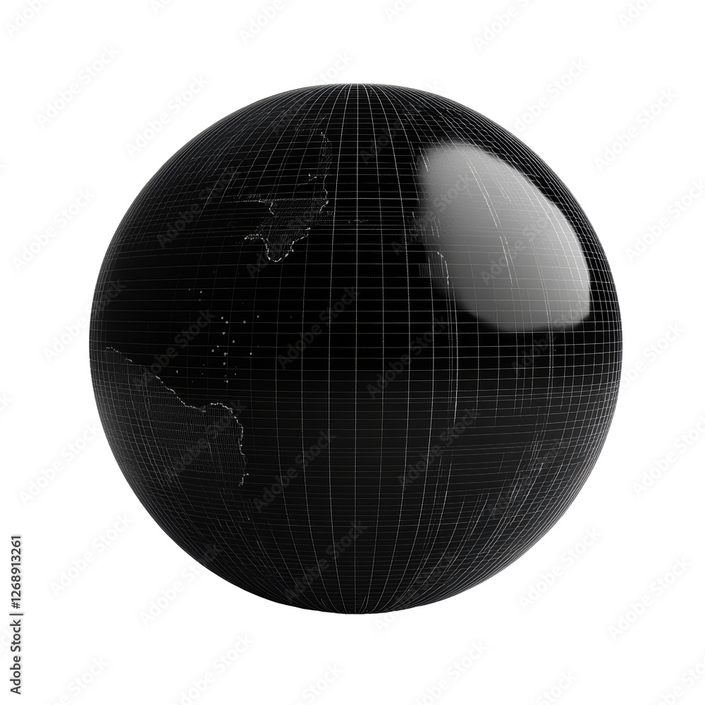 Isolated Globe World Map with Grid Lines Isolated Globe World Map with Grid Lines