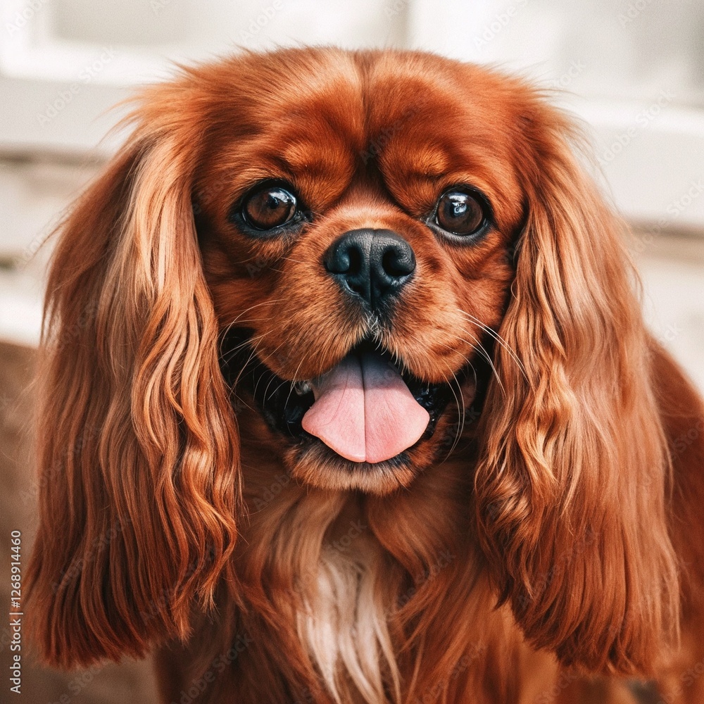 Cheerful Cavalier King Charles Spaniel with a happy expression and tongue out Cheerful Cavalier King Charles Spaniel with a happy expression and tongue out