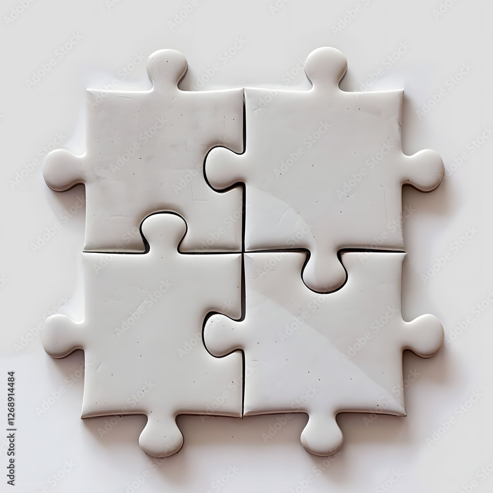 Obraz premium Interlocking Jigsaw Puzzle Pieces Forming a Square Geometric Design
