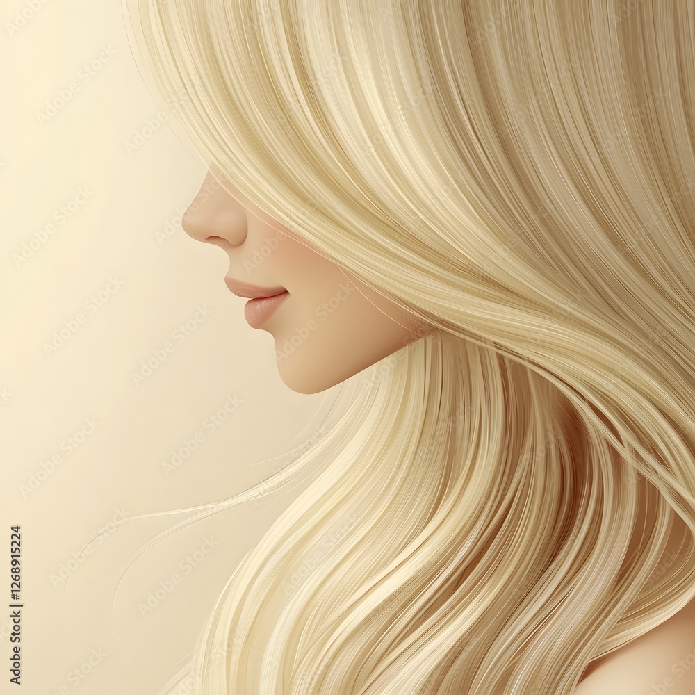 Captivating Closeup of Radiant Blonde Beauty with Glossy Flowing Hair on Soft Gradient Background Captivating Closeup of Radiant Blonde Beauty with Glossy Flowing Hair on Soft Gradient Background