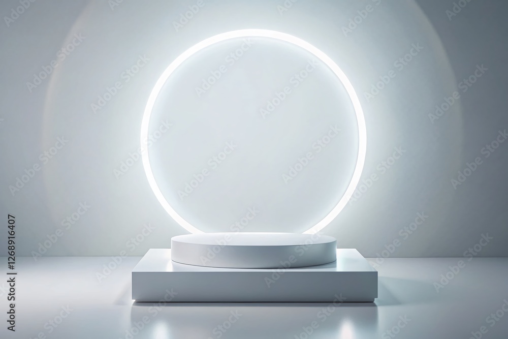 Empty 3D Podium with Glowing Backlight - Product Display Mockup Empty 3D Podium with Glowing Backlight - Product Display Mockup