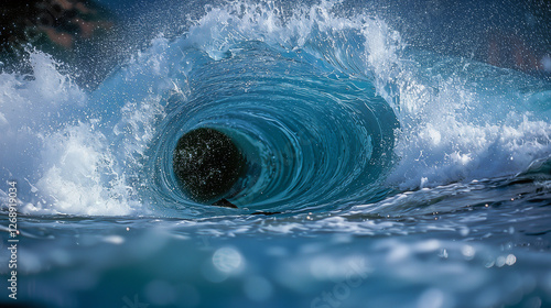 Powerful Ocean Wave Curling into a Barrel photo