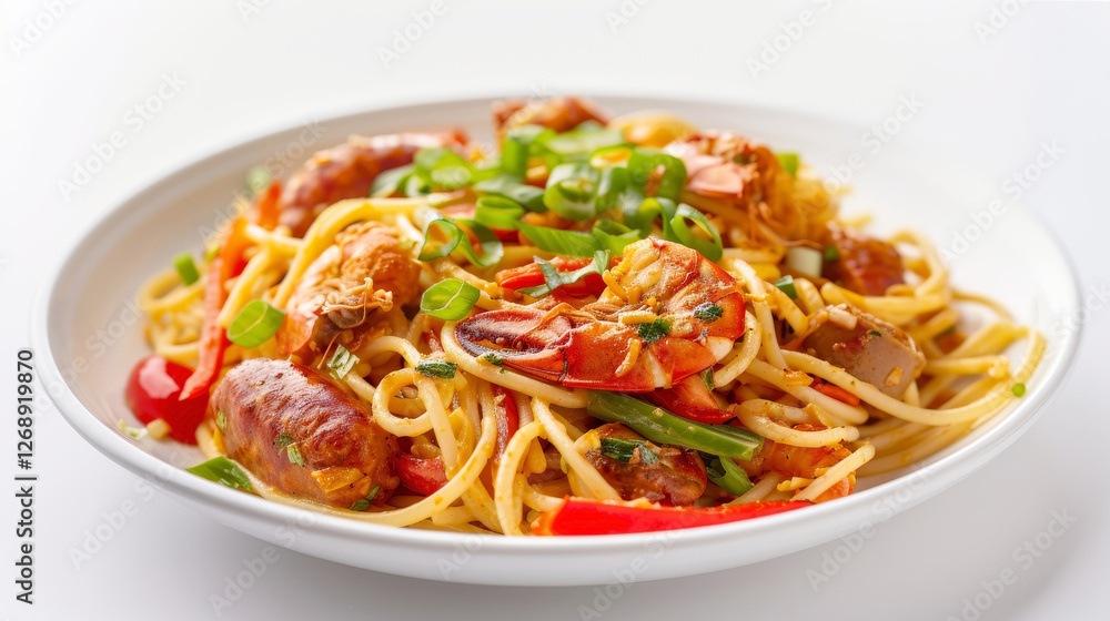 Southern Comfort Seafood Linguine with Crawfish Tails, Andouille Sausage, Cajun Sauce, Bell Peppers Southern Comfort Seafood Linguine with Crawfish Tails, Andouille Sausage, Cajun Sauce, Bell Peppers